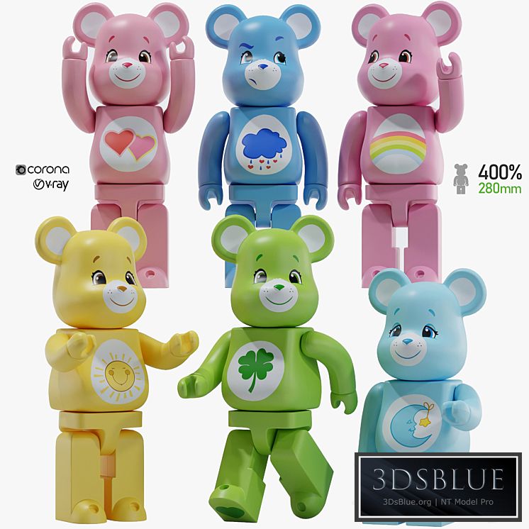 Bearbrick \/ Care bear \/ Set 3DS Max - thumbnail 3