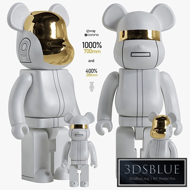 Bearbrick \/ Daft Punk White Suit 3DS Max - thumbnail 3