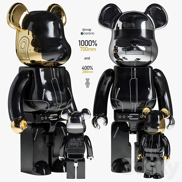 Bearbrick \/ Daft_Punk \/ Alive 3DS Max - thumbnail 1