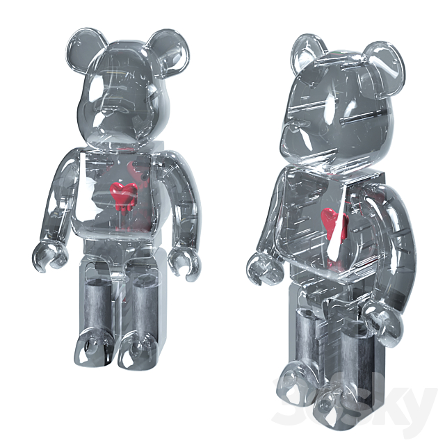 Bearbrick Emotionally Unavailable Red Heart 1000% Clear 3DSMax File - thumbnail 2