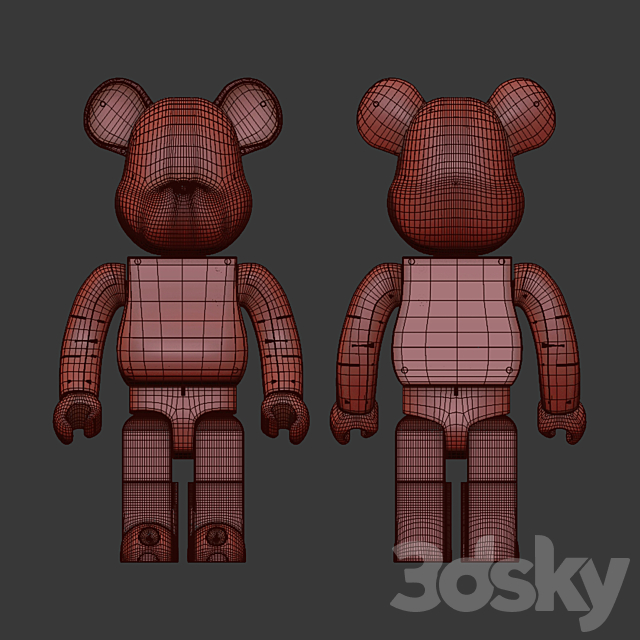 Bearbrick Emotionally Unavailable Red Heart 1000% Clear 3DSMax File - thumbnail 3