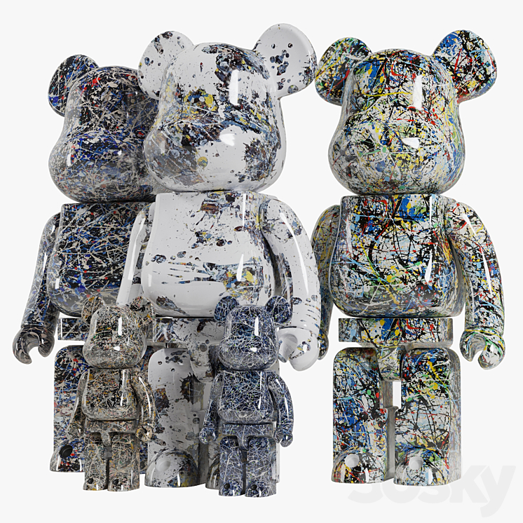 Bearbrick \/ Jackson Pollock 3DS Max - thumbnail 2