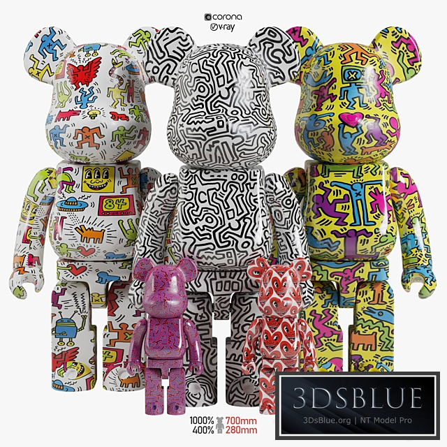 Bearbrick \/ Keith Haring 3DS Max - thumbnail 3