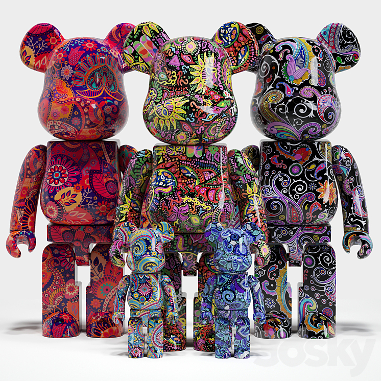 Bearbrick \/ Psychedelic Paisley 3DS Max Model - thumbnail 3