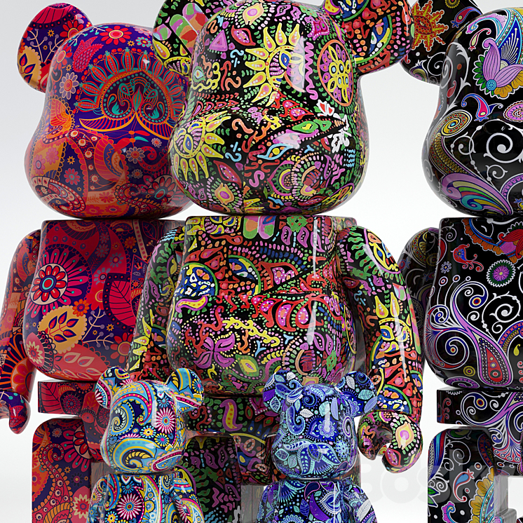 Bearbrick \/ Psychedelic Paisley 3DS Max - thumbnail 2