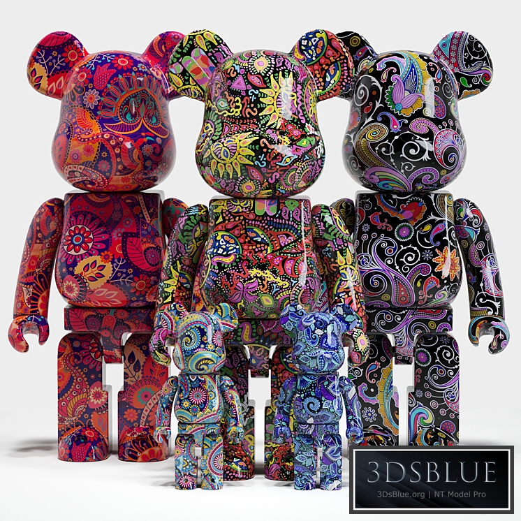 Bearbrick \/ Psychedelic Paisley 3DS Max - thumbnail 3