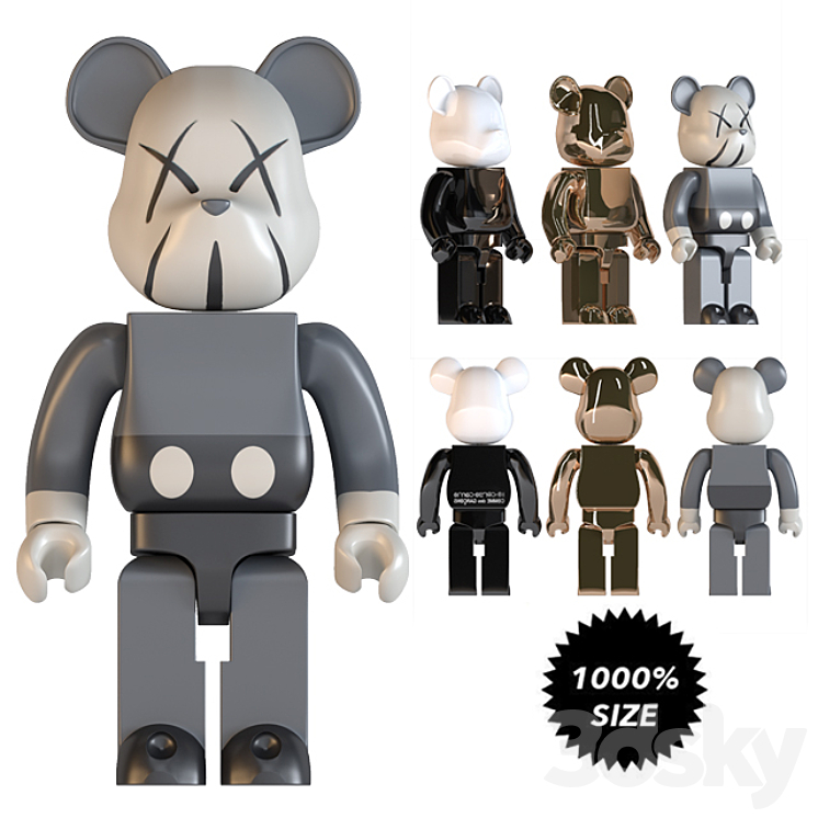 bearbrick size 1000% 3DS Max - thumbnail 1