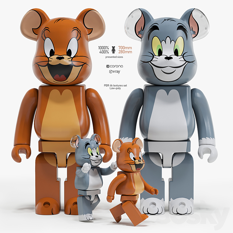 Bearbrick \/ Tom and Jerry 3DS Max Model - thumbnail 1