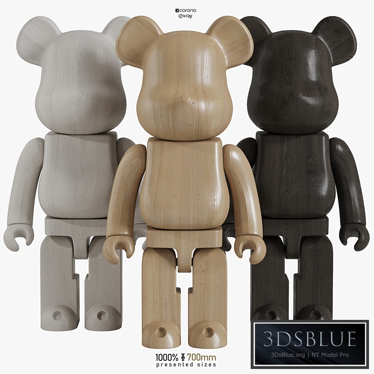 Bearbrick \/ Wood 3DS Max - thumbnail 3