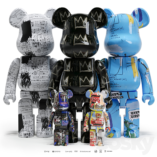 Bearbrick_Basquiat ART 2 3DSMax File - thumbnail 1