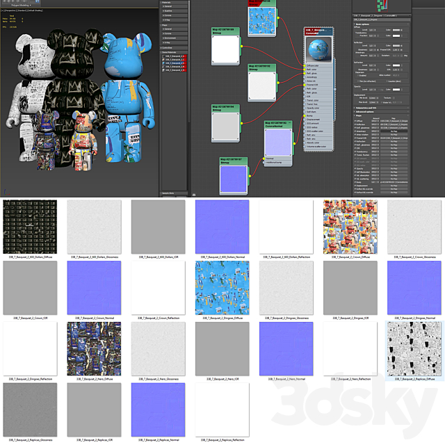 Bearbrick_Basquiat ART 2 3DSMax File - thumbnail 7