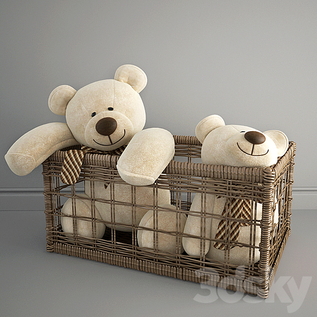 bears in a basket 3DS Max Model - thumbnail 1