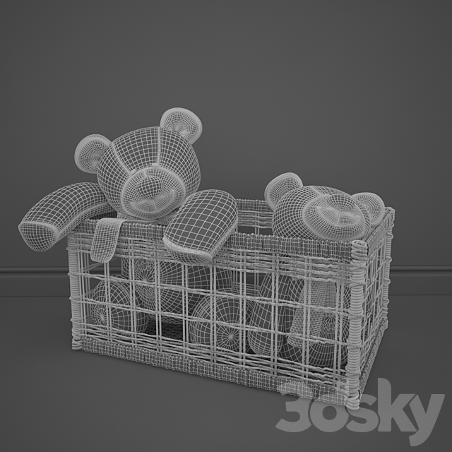 bears in a basket 3DS Max Model - thumbnail 2