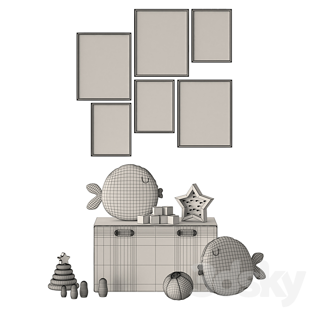 Black and white decor in the nursery Ikea Stuva 3DSMax File - thumbnail 4