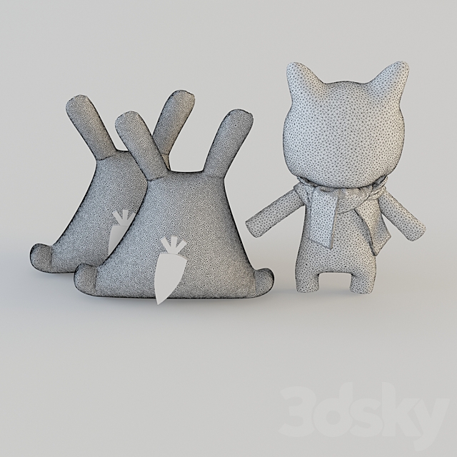 Cat and bunnies 3DS Max Model - thumbnail 2