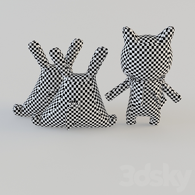 Cat and bunnies 3DS Max Model - thumbnail 3