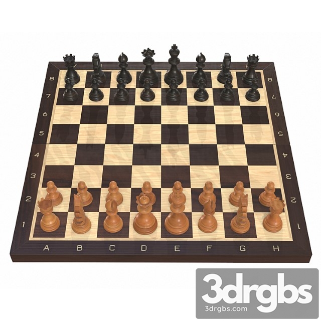 Chess Board Game Pieces 3dsmax Download - thumbnail 1