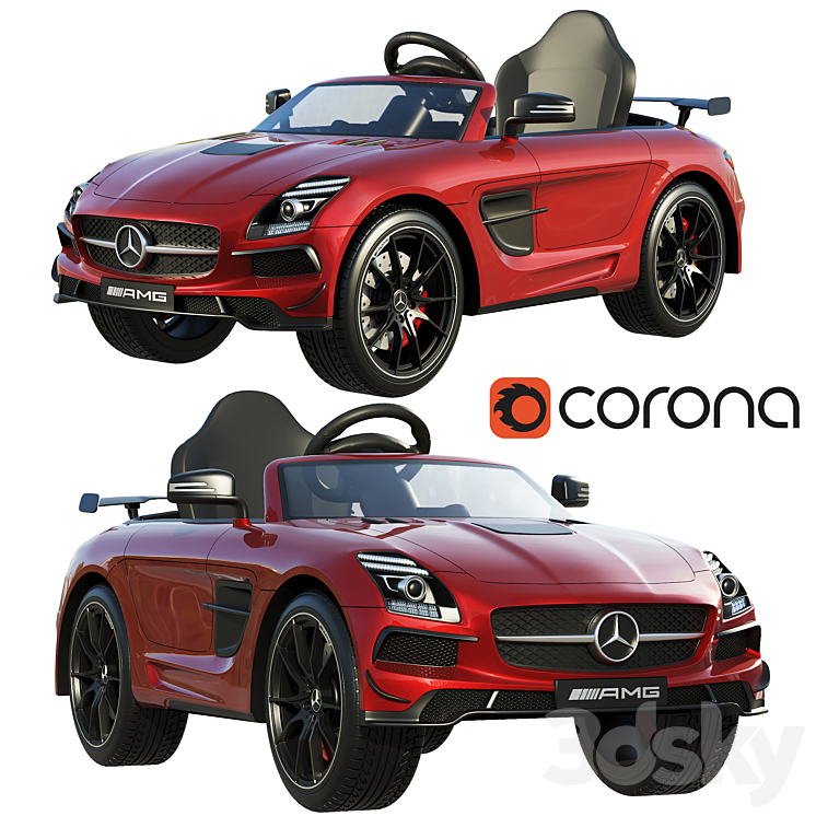 Children's electric car Mercedes-Benz SLS AMG 3DS Max - thumbnail 1