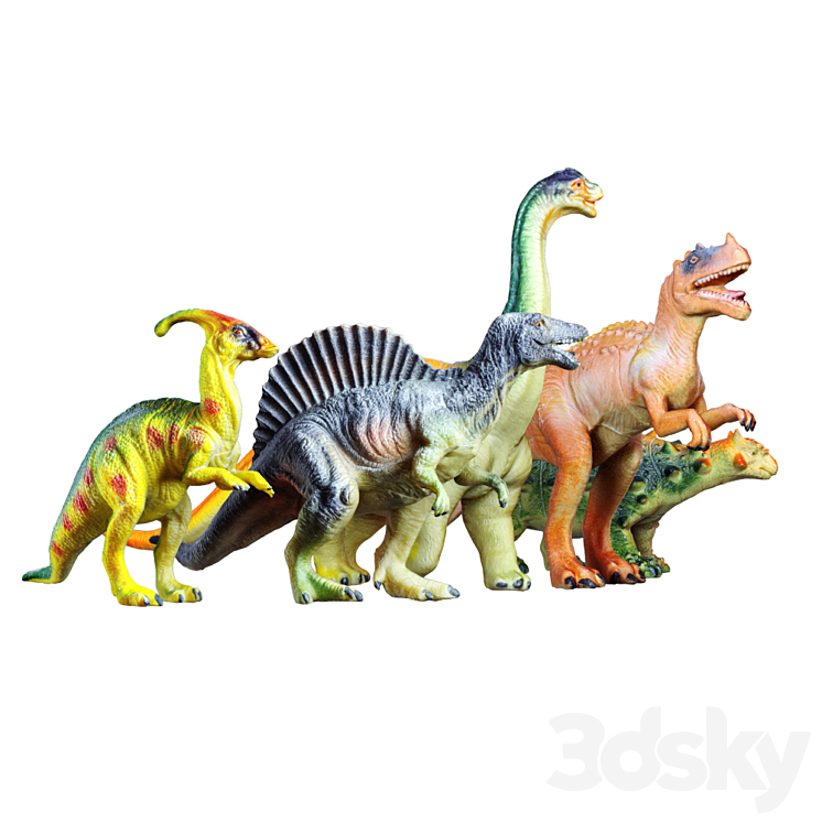 Collection of Five Dinosaur Toys 3DS Max - thumbnail 2