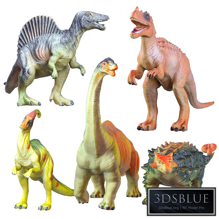 Collection of Five Dinosaur Toys 3DS Max - thumbnail 3