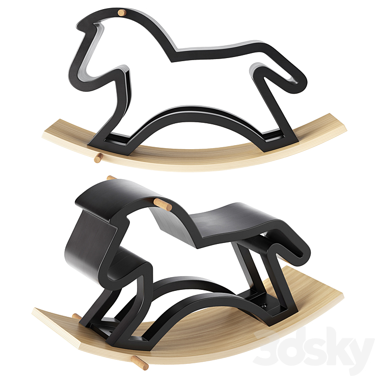 Crate and Barrel Modern Heirloom Rocking Horse 3DS Max Model - thumbnail 3