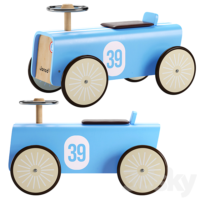 Crate and Kids Janod Blue Car Ride-On 3DSMax File - thumbnail 1