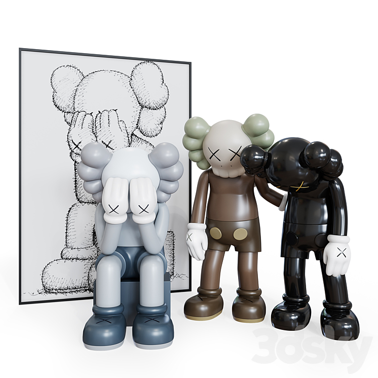 CRYING KAWS set 3DS Max - thumbnail 1