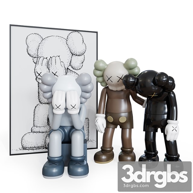 Crying Kaws Set 3dsmax Download - thumbnail 1