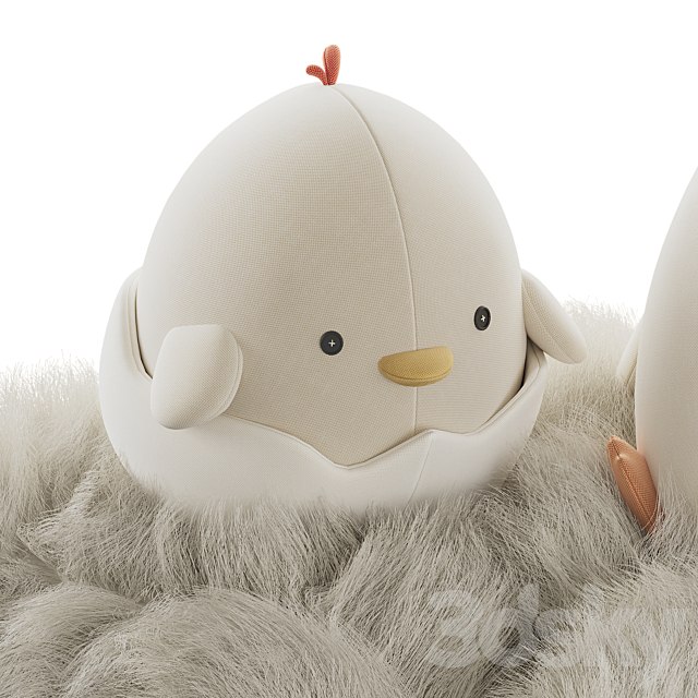 Cute plush chickens in a nest 3DS Max Model - thumbnail 3