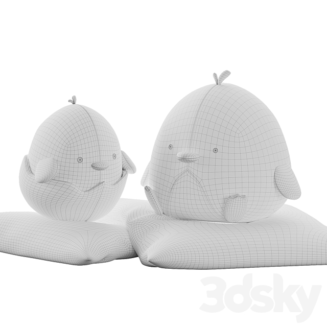 Cute plush chickens in a nest 3DS Max Model - thumbnail 4