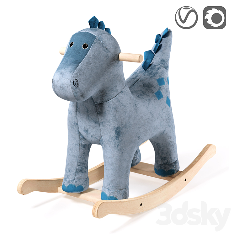 Dark blue dinosaur rocking chair 3DS Max Model - thumbnail 3