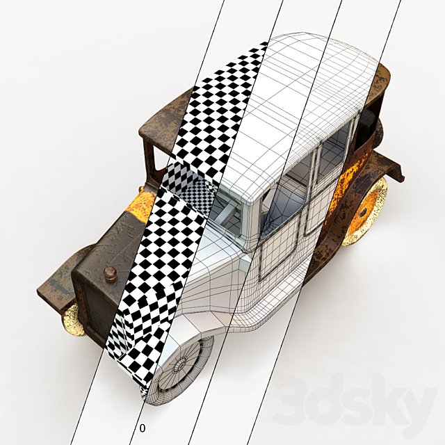 Decorative antique toy taxi 3DSMax File - thumbnail 3