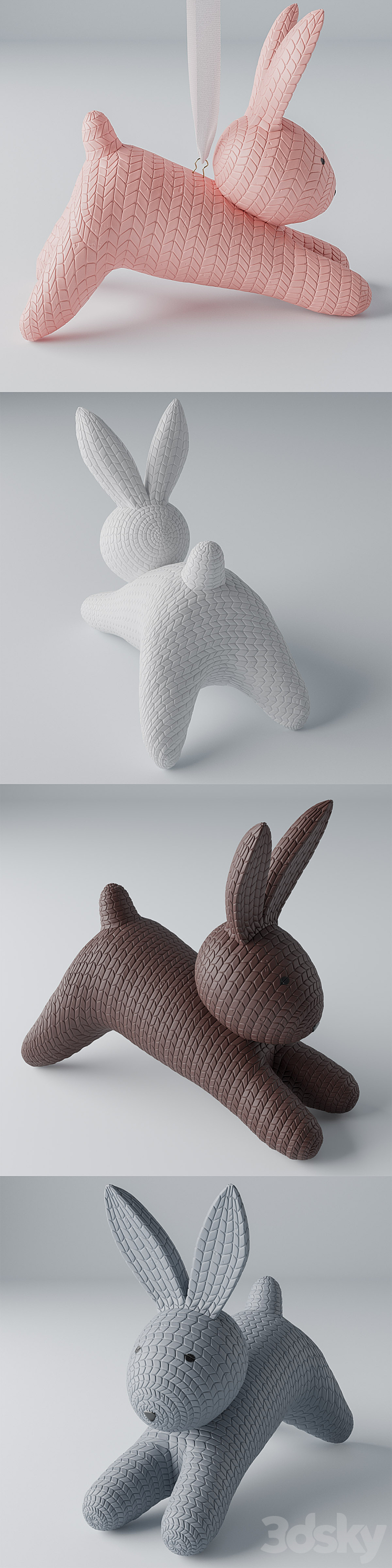 Decorative set of rabbits 3DS Max - thumbnail 2