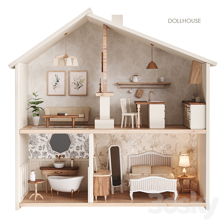 Dollhouse Retro 3DS Max Model - thumbnail 1