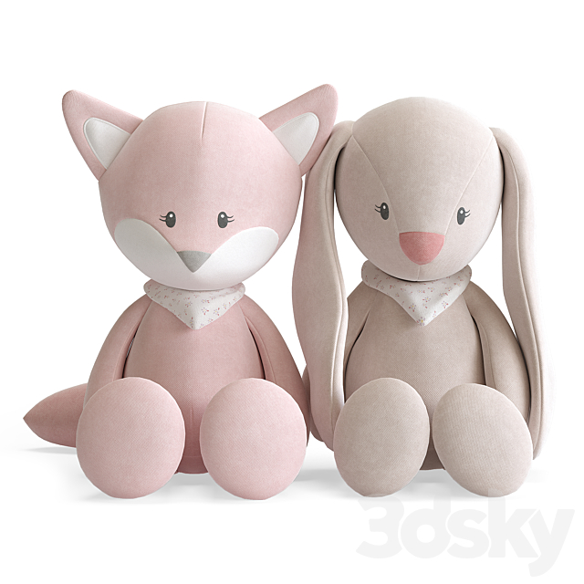 Fox Alice and Rabbit Pomme by Nattou. Cuddly toys 3DS Max Model - thumbnail 2