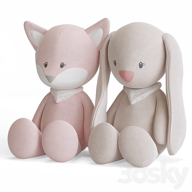 Fox Alice and Rabbit Pomme by Nattou. Cuddly toys 3DS Max Model - thumbnail 3