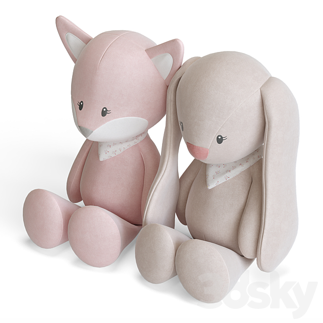 Fox Alice and Rabbit Pomme by Nattou. Cuddly toys 3DS Max Model - thumbnail 4