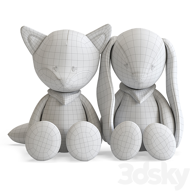 Fox Alice and Rabbit Pomme by Nattou. Cuddly toys 3DS Max Model - thumbnail 6