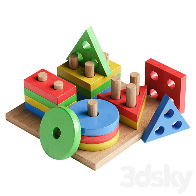 Geometric Montessori toys 3ds Max - thumbnail 1