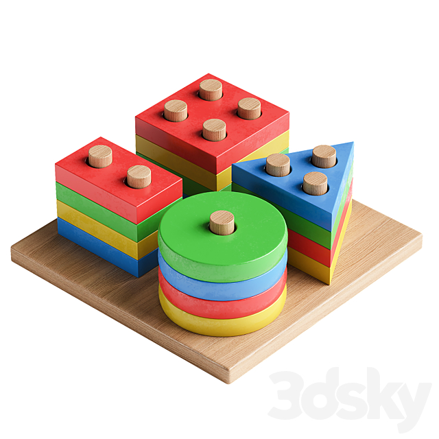 Geometric Montessori toys 3ds Max - thumbnail 2