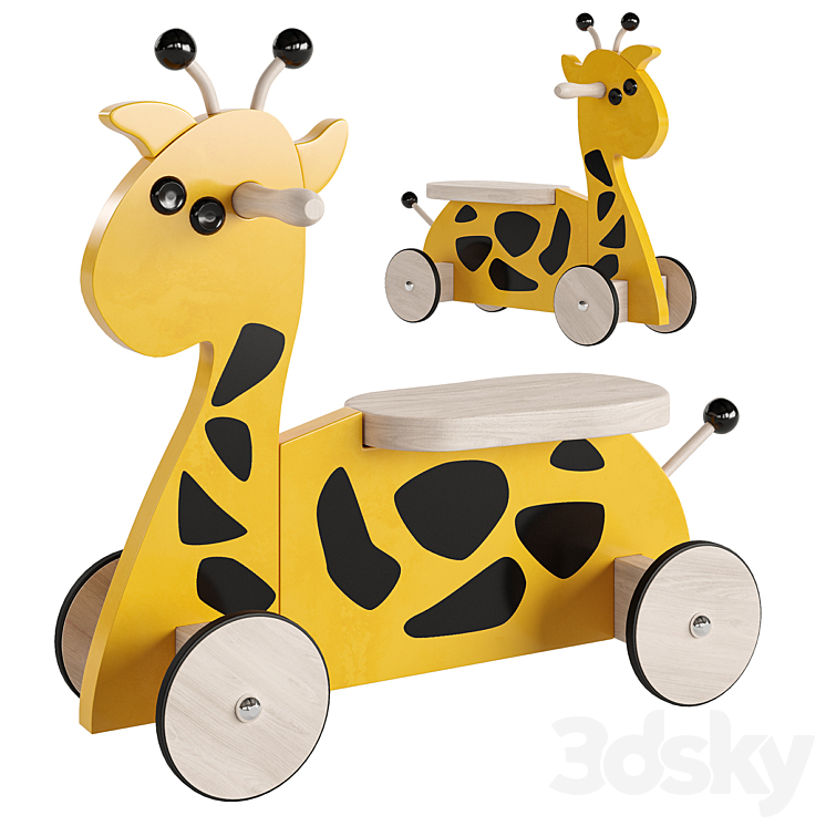 Giraffe wheelchair-tolokar 3DS Max Model - thumbnail 1