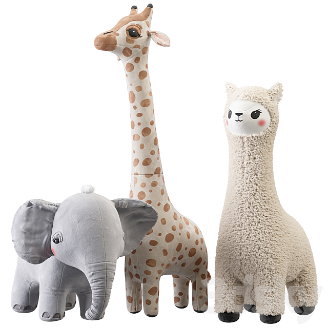 H&M Toys elephant lama giraffe 3ds Max - thumbnail 1