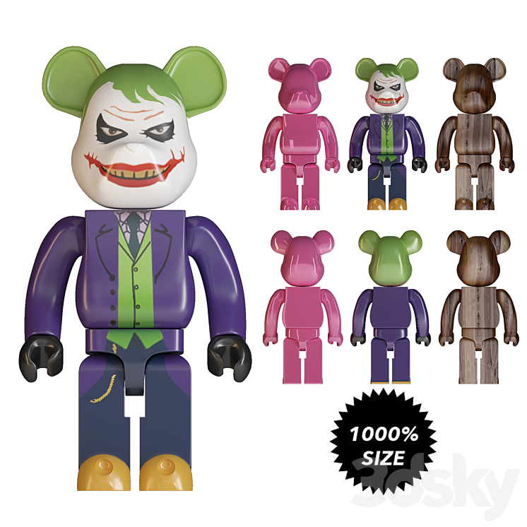 joker bearbrick size 1000% 3DS Max - thumbnail 1