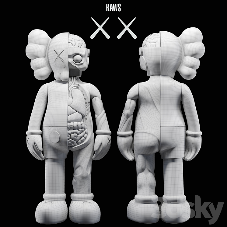 KAWS Flayed Companion 3DS Max - thumbnail 2