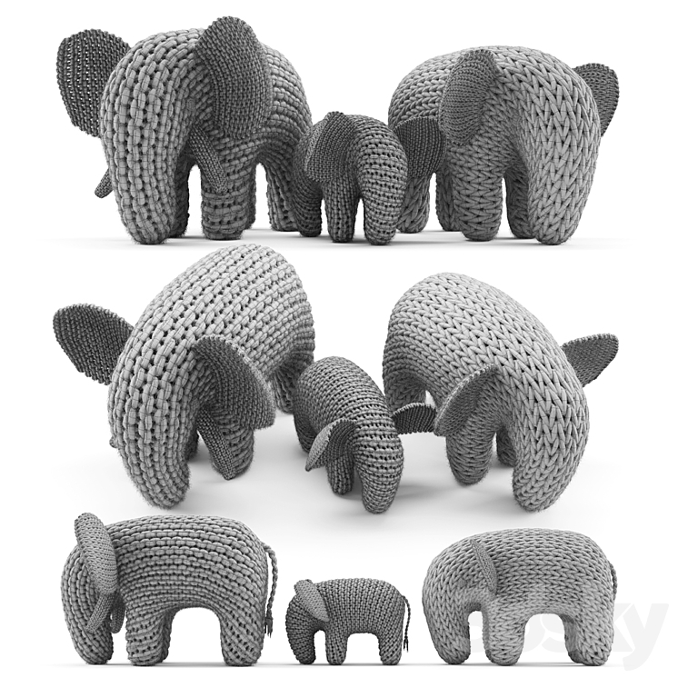 Knitted Elephants Toys 3DS Max - thumbnail 2