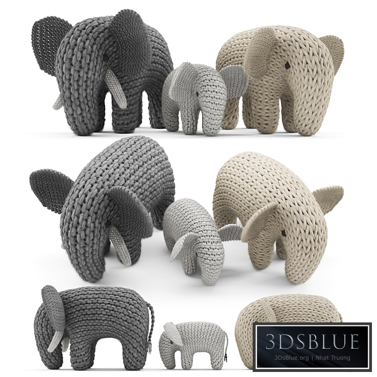 Knitted Elephants Toys 3DS Max - thumbnail 3