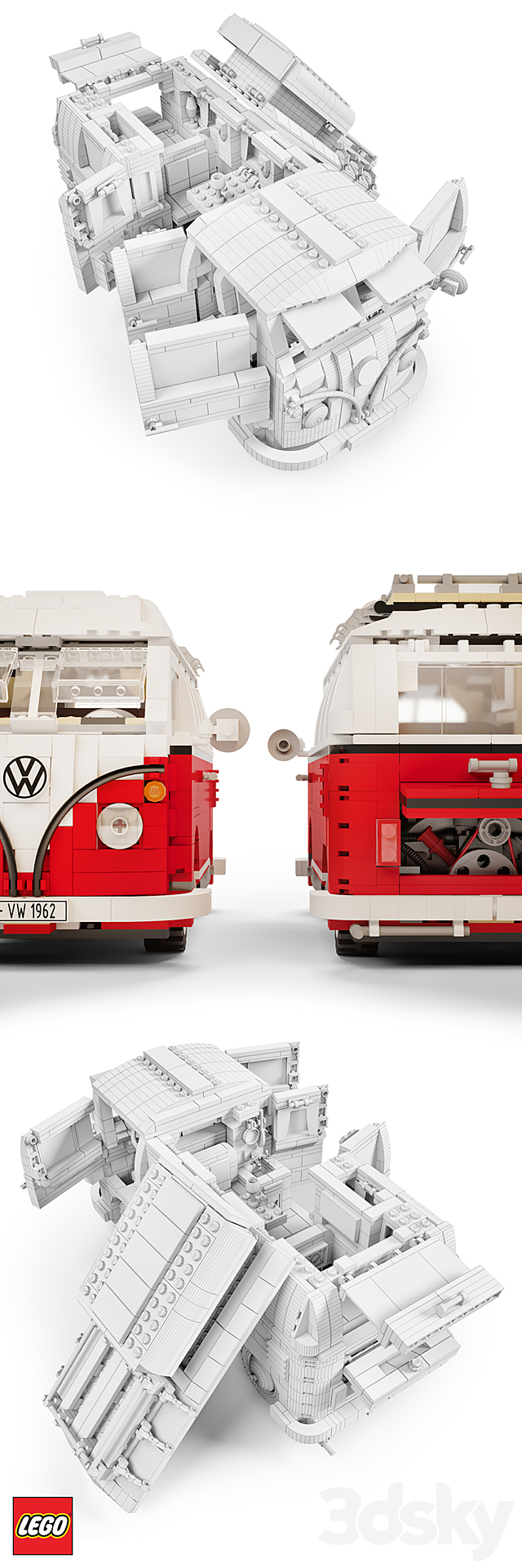 LEGO 10220 Volkswagen T1 3DS Max Model - thumbnail 3