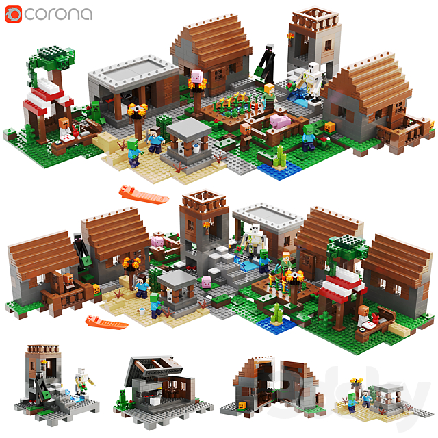 Lego Minecraft | The Village 21128 3ds Max - thumbnail 1