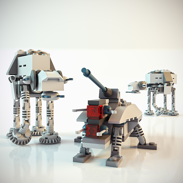 LEGO Star Wars Mini AT-AT and Mini-AT-TE 3ds Max - thumbnail 1