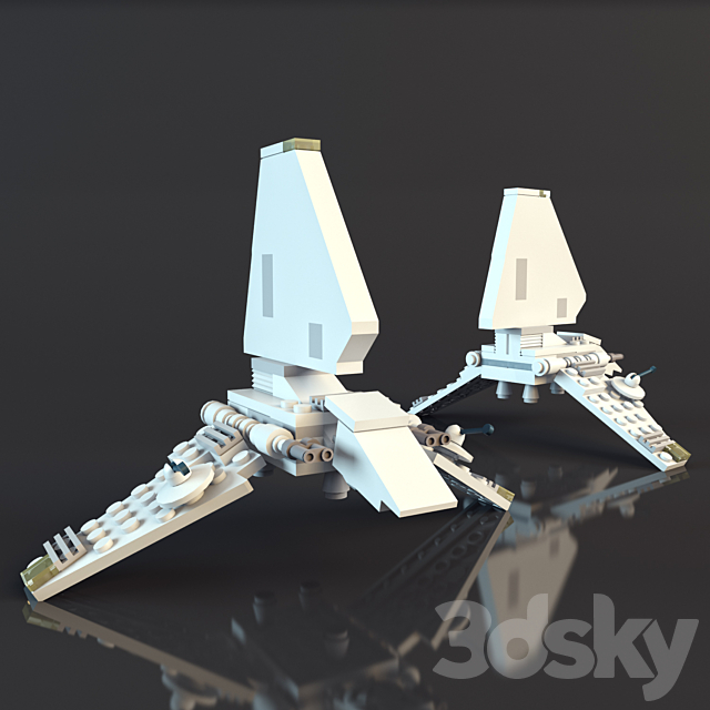 LEGO Star Wars Mini Republican Gunship and Imperial Shuttle 3DSMax File - thumbnail 1